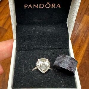 Pandora Silver Ring with Clear Stone